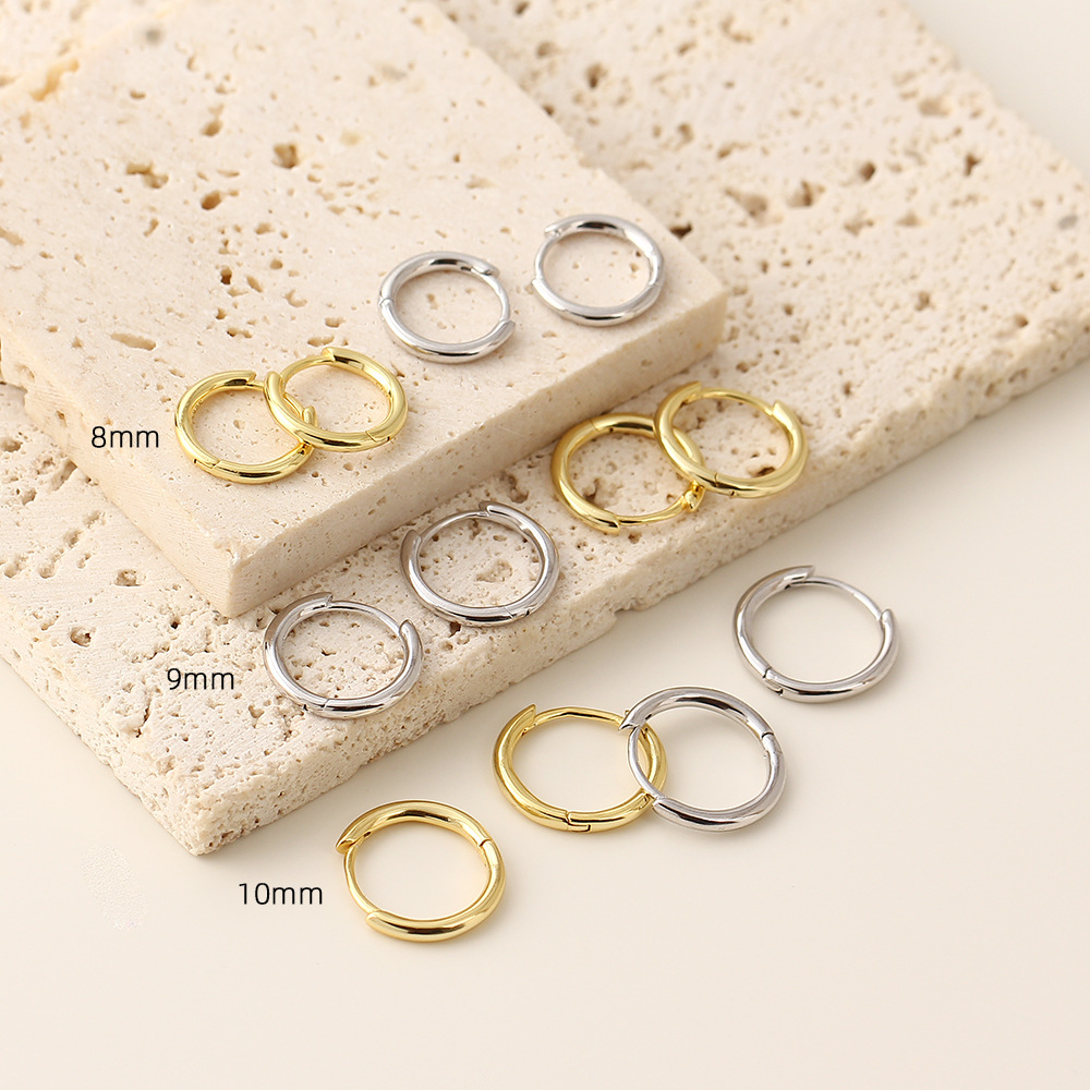 Korean Simple Circle Ear Cuffs S925 Silver Polished Unique Layered Stud Earrings Ear Bone Cuffs - Image 6