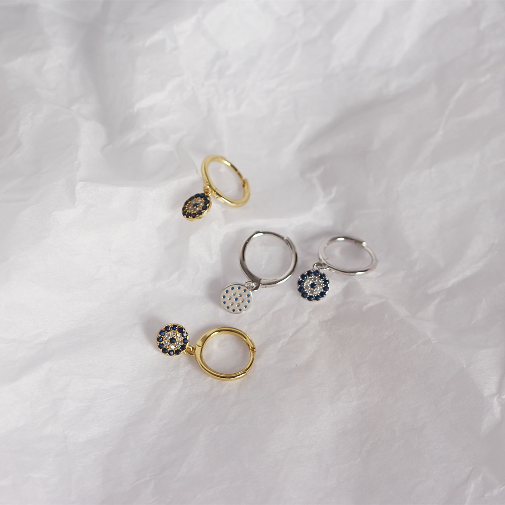 European Silver Ear Cuffs S925 Diamond-Set Evil Eye Trendy Jewelry Earrings for Women - Image 10