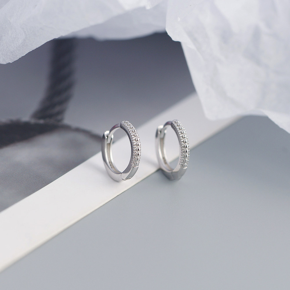 European Light Luxury INS Small Dot Earrings S925 Silver Stackable Hoop Ear Cuffs Jewelry for Women - Image 10