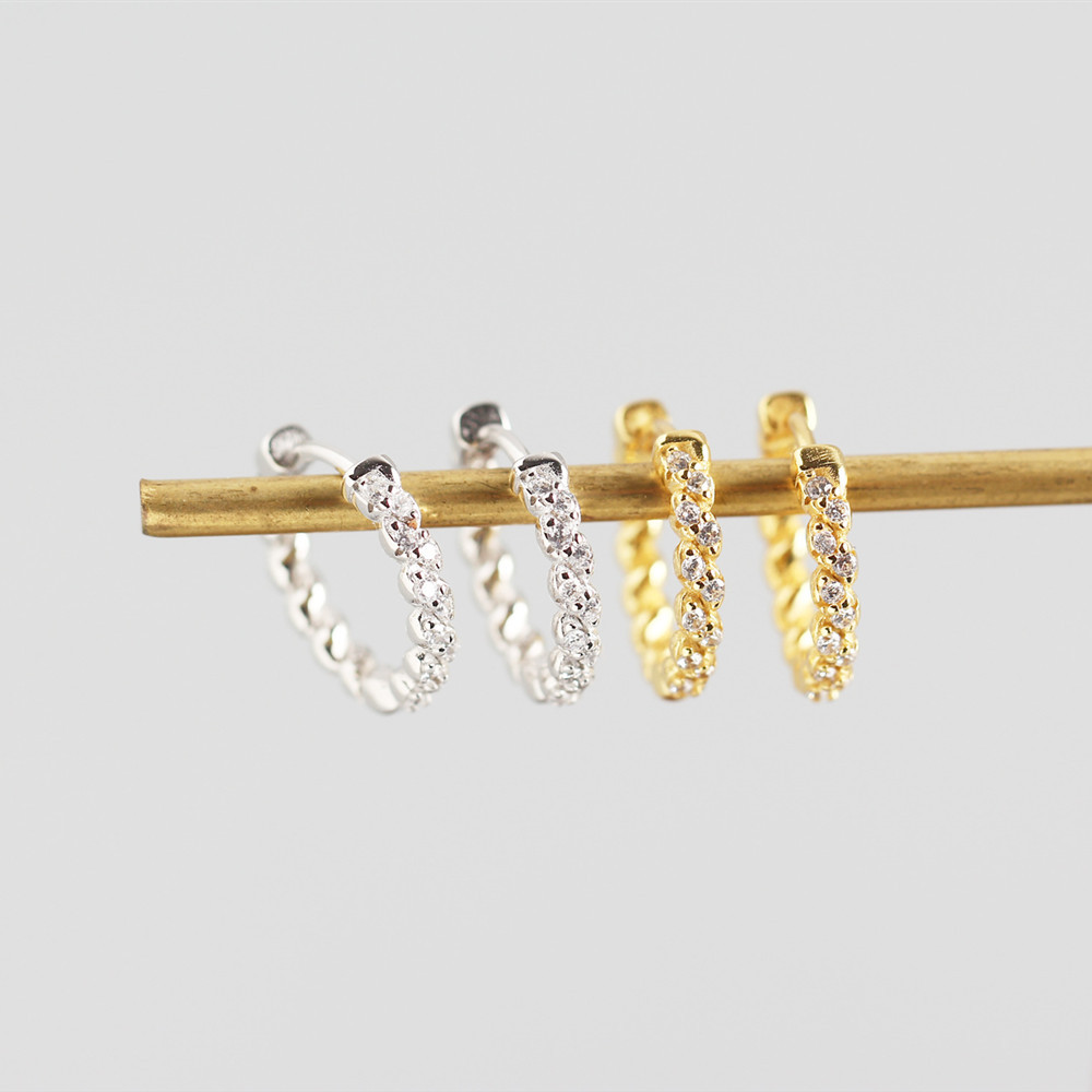 Hot-Selling S925 Silver INS Geometric Twist Diamond-Set Ear Cuffs Trendy Silver Jewelry - Image 10