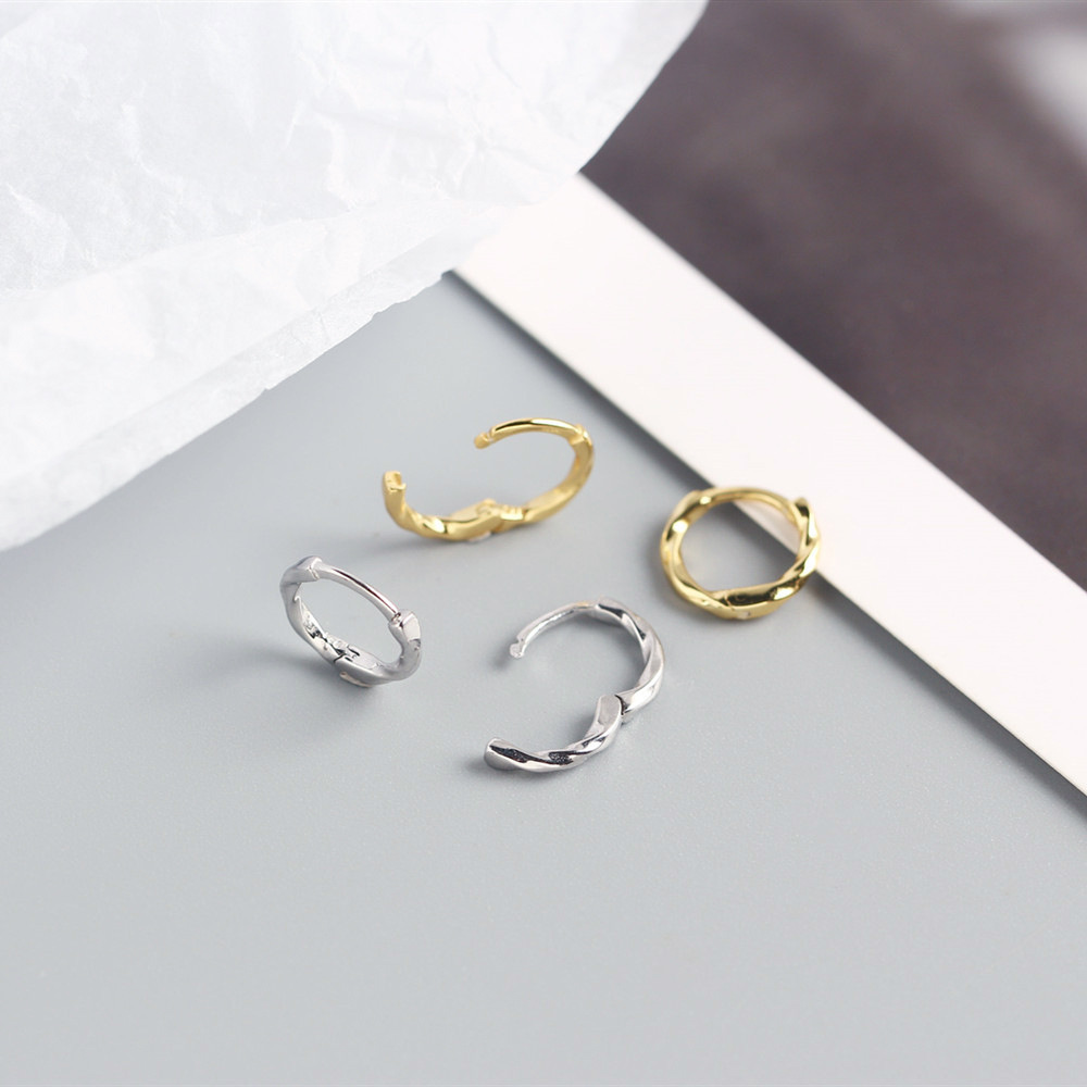 Japanese and Korean Style S925 Silver INS Minimalist Ear Bone Cuffs Twisted Knot Texture Ear Cuffs Line Earrings for Women - Image 10
