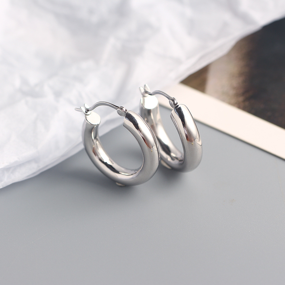 Exaggerated S925 Silver INS Metal Round Hoop Earrings Unique Minimalist Silver Ear Cuffs Earrings Jewelry - Image 8