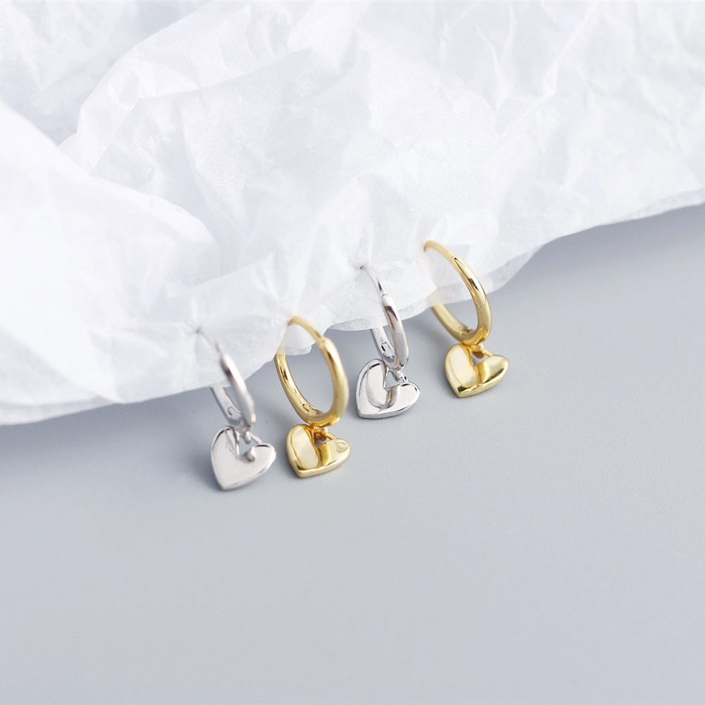 S925 Silver INS Style Korean Heart Hoop Earrings Ultra-Feminine Fresh Silver Stud Earrings - Image 10