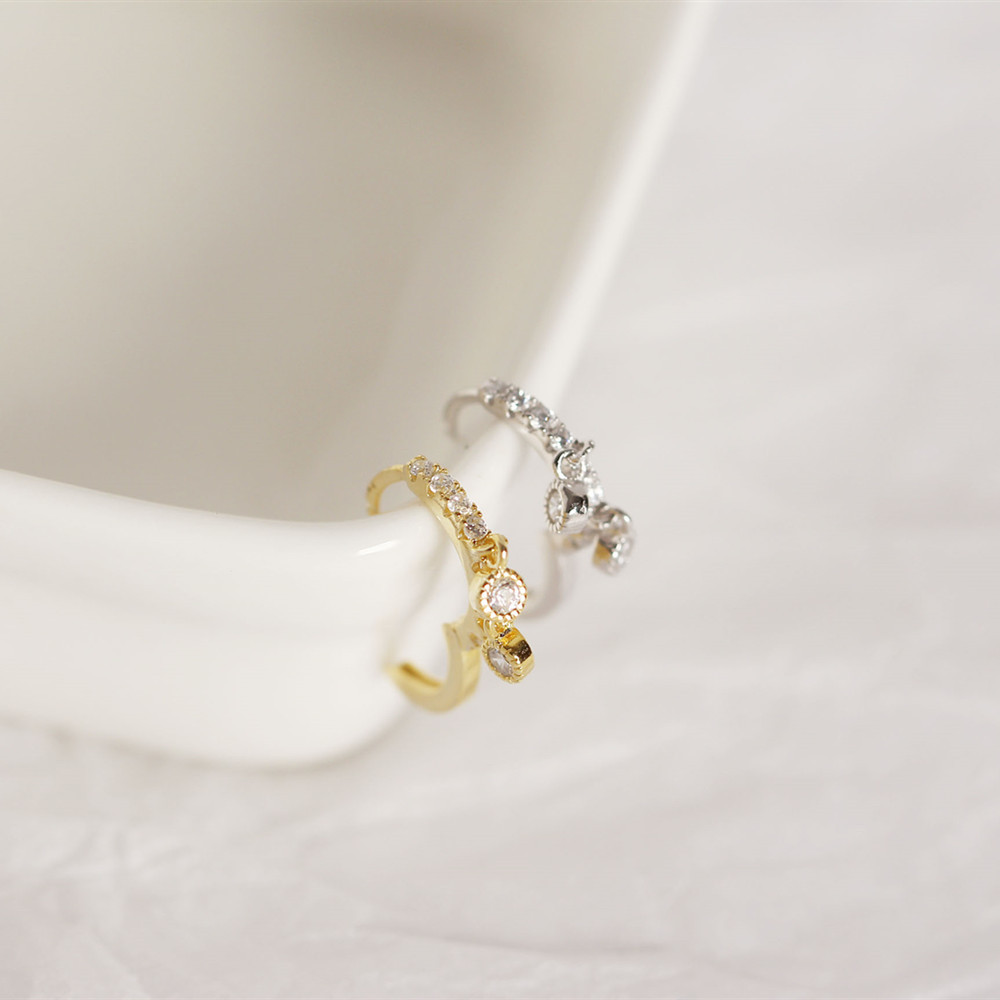 European Trendy Diamond-Set Silver Ear Cuffs S925 Silver Teardrop Versatile Earrings Jewelry - Image 10