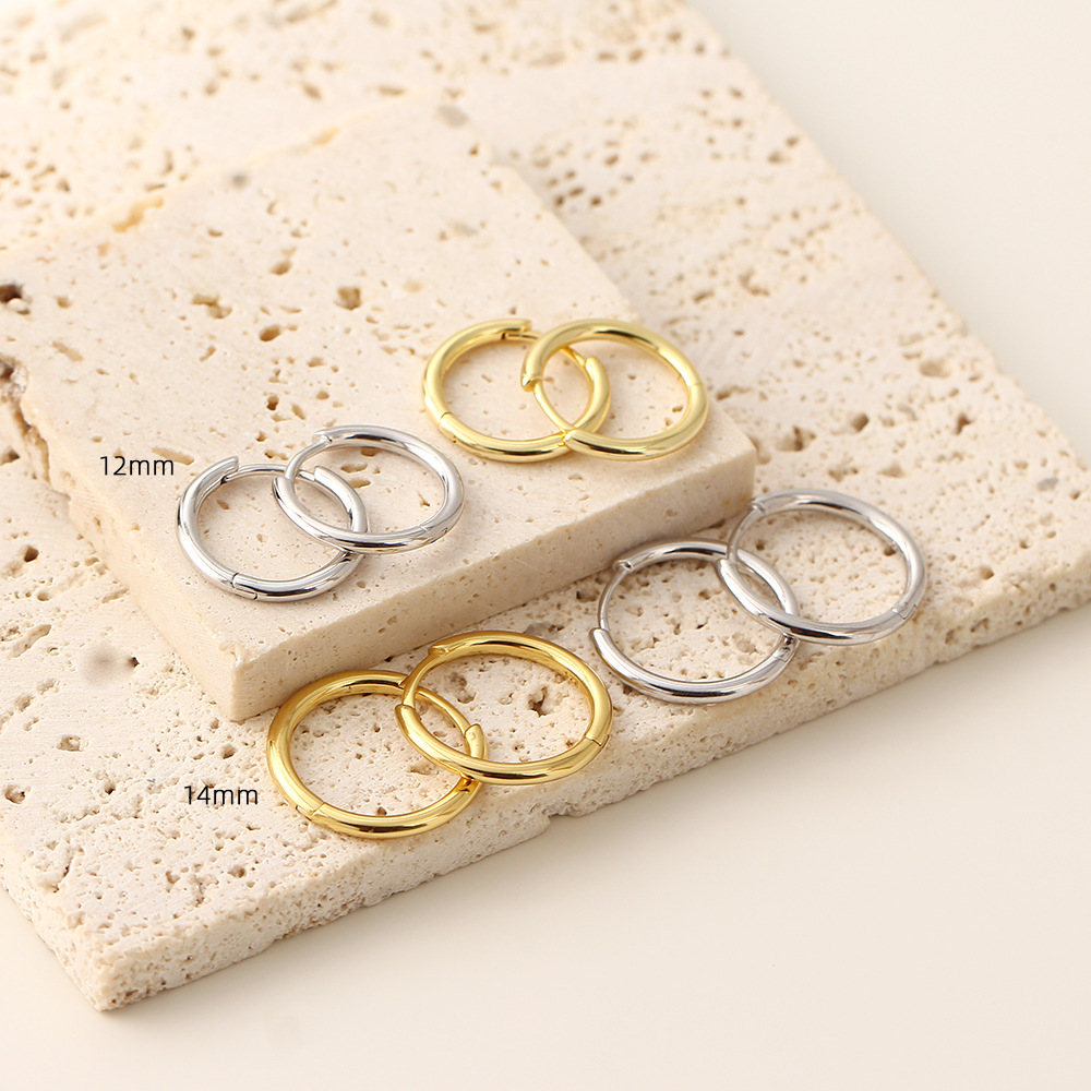 Korean Simple Circle Ear Cuffs S925 Silver Polished Unique Layered Stud Earrings Ear Bone Cuffs - Image 7