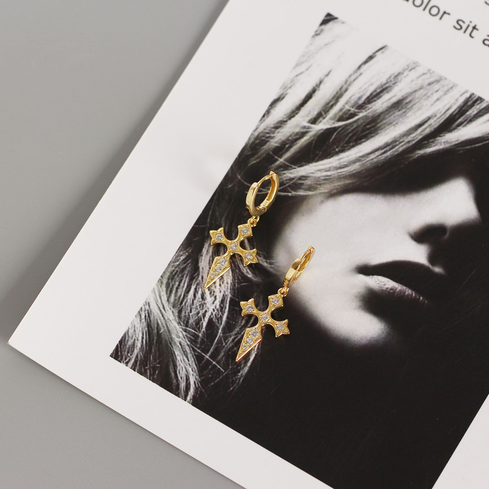 European Best-Selling S925 Silver Cross Ear Cuffs Diamond-Set Baroque Style Ear Cuffs Jewelry - Image 11
