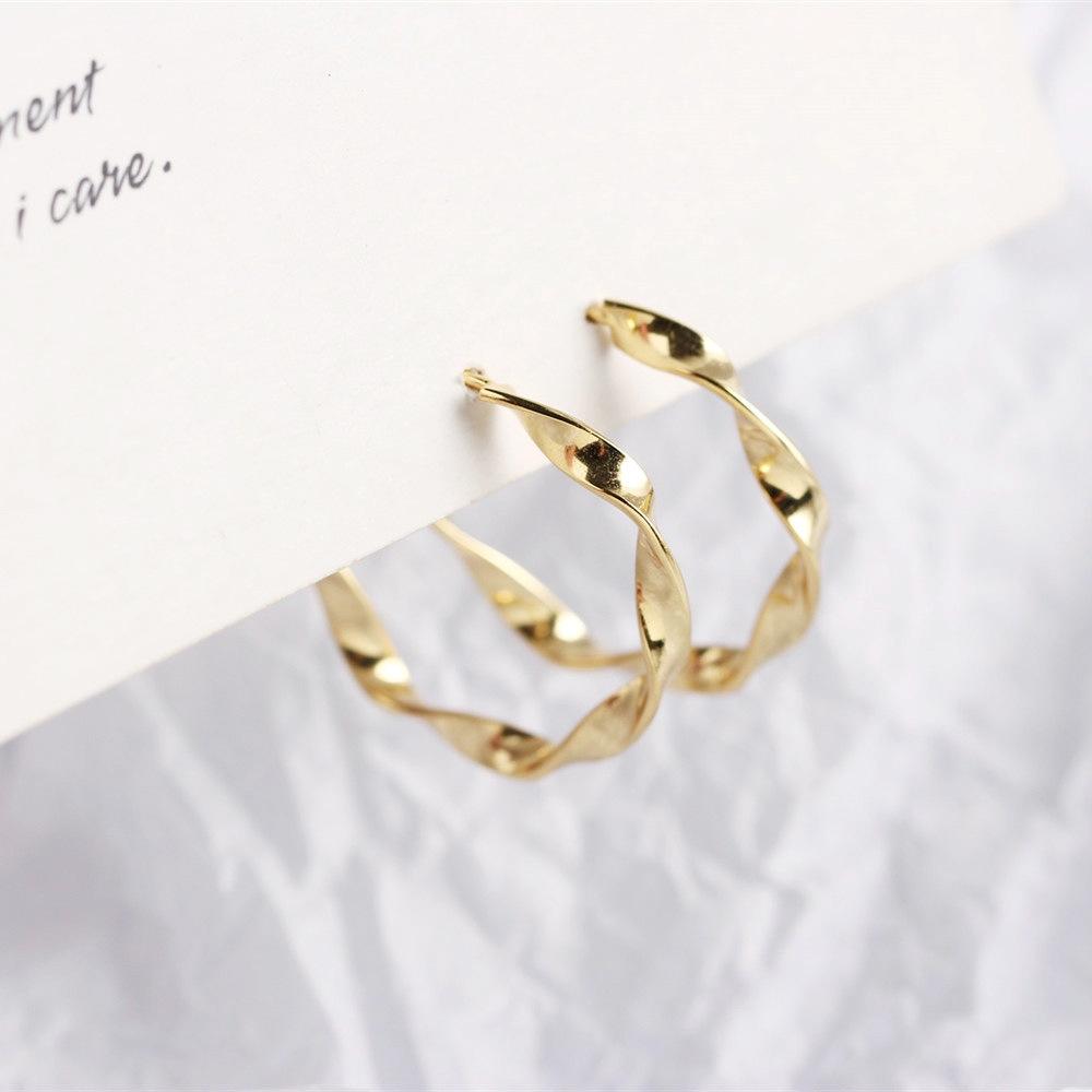 European Elegant S925 Silver Earrings INS Versatile Mobius Ring Handcrafted Large Hoop Earrings - Image 11