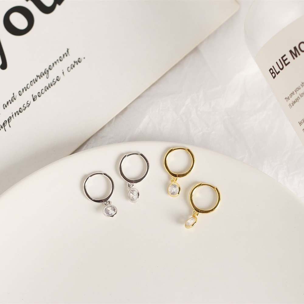 European Best-Selling S925 Silver Earrings Minimalist Versatile Round Hoop Zircon-Set Ear Cuffs for Women - Image 11