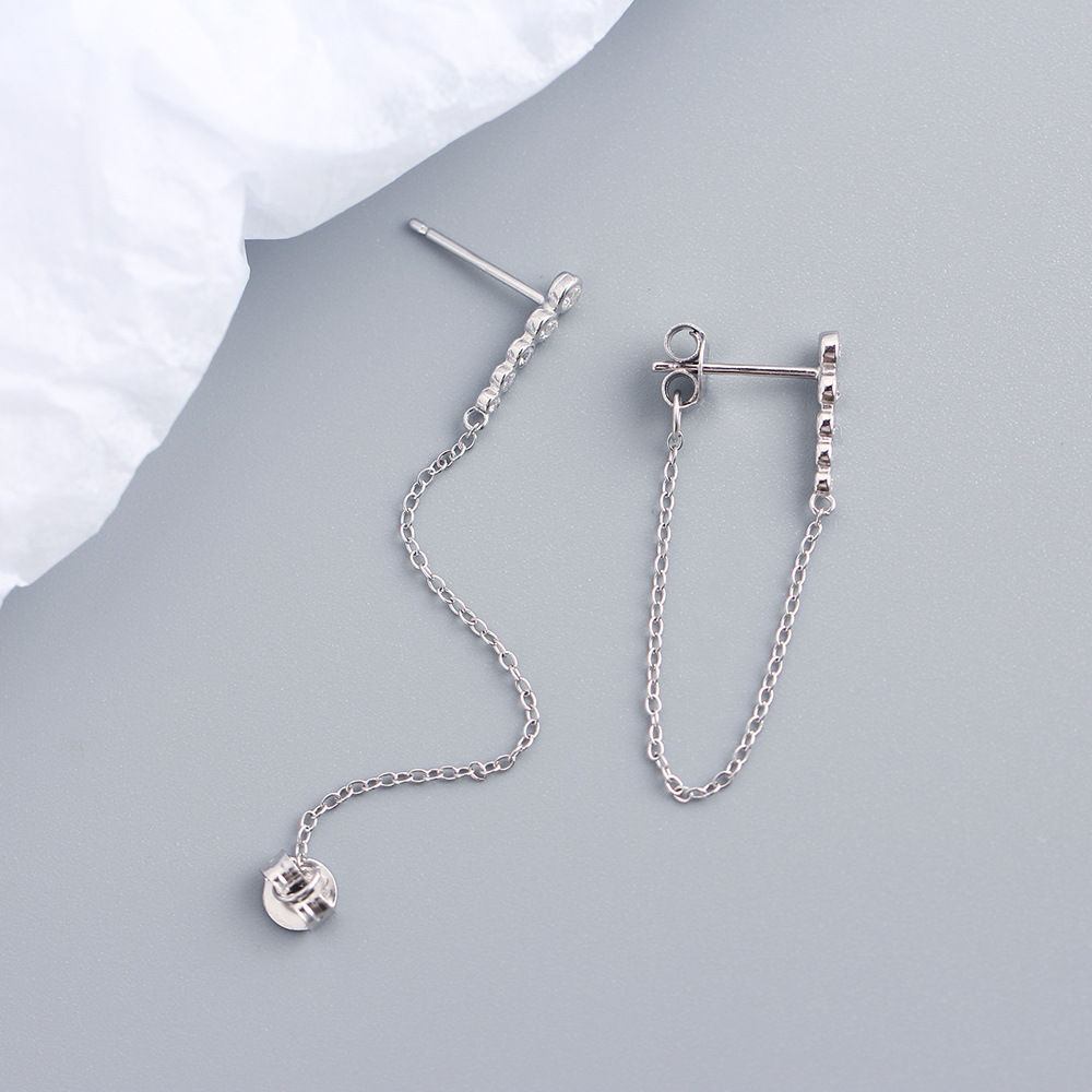 Japanese and Korean Style Elegant Long Earrings S925 Silver Row of Diamonds Tassel Drop Earrings Versatile Jewelry for Women - Image 10