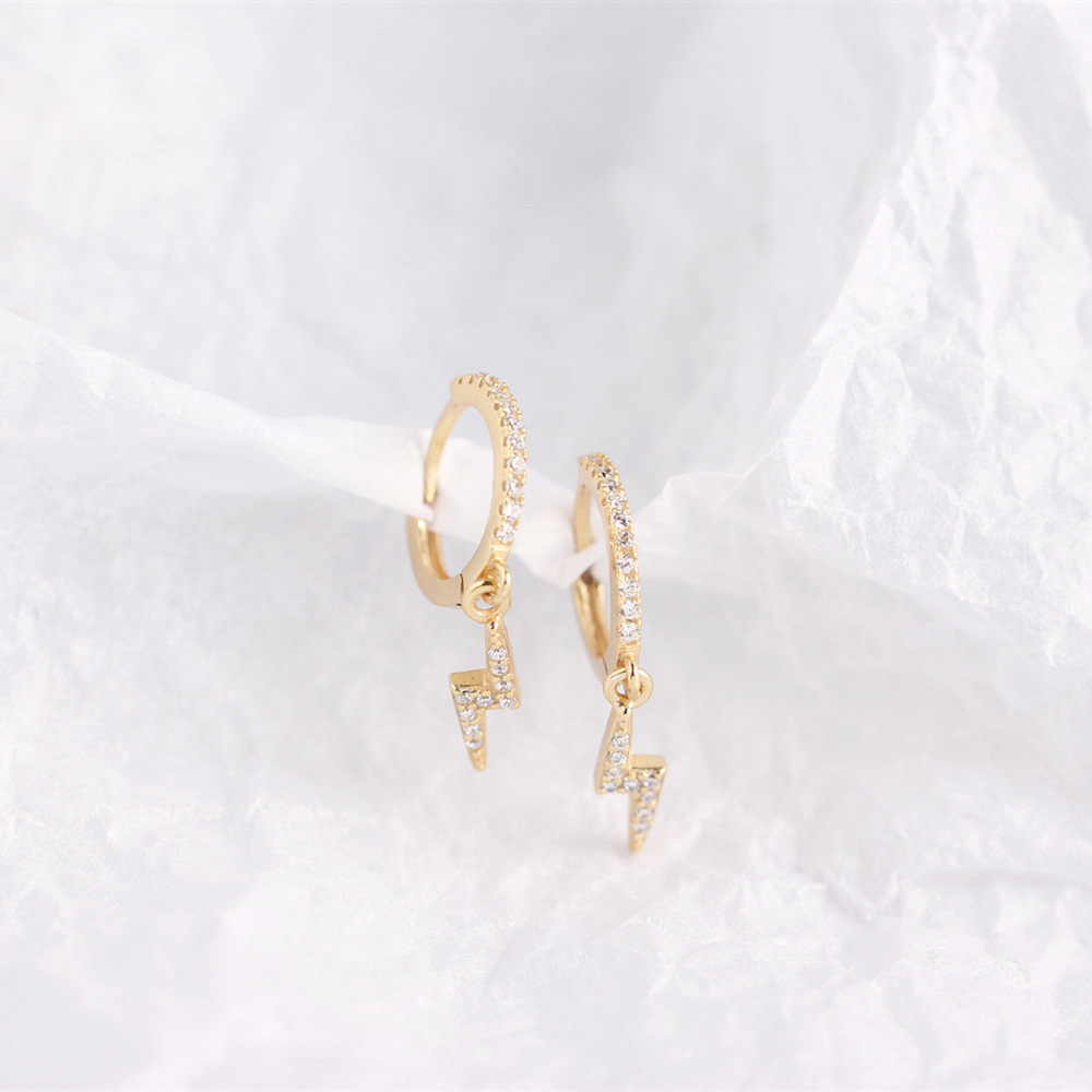 European S925 Silver INS Style Lightning Earrings Diamond-Set Versatile Ear Cuffs Stud Earrings for Women - Image 11