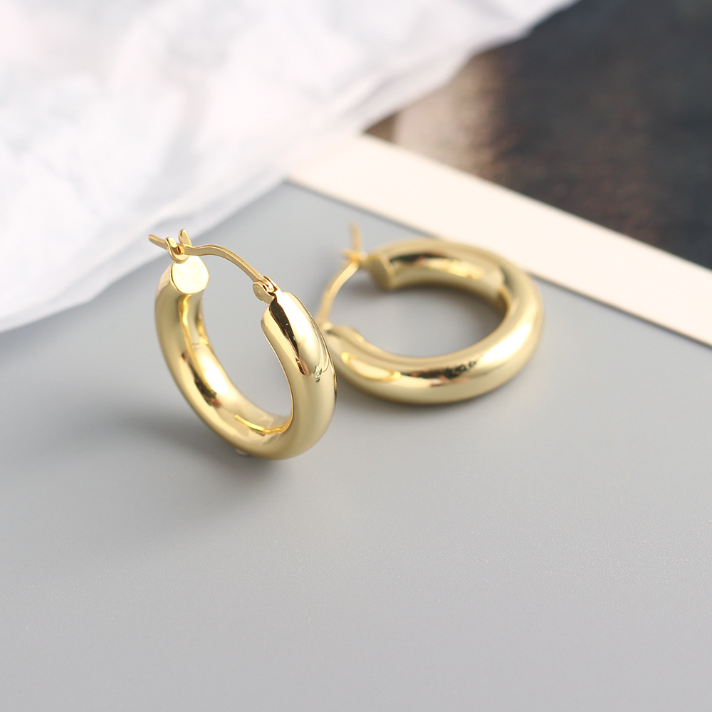 Exaggerated S925 Silver INS Metal Round Hoop Earrings Unique Minimalist Silver Ear Cuffs Earrings Jewelry - Image 9