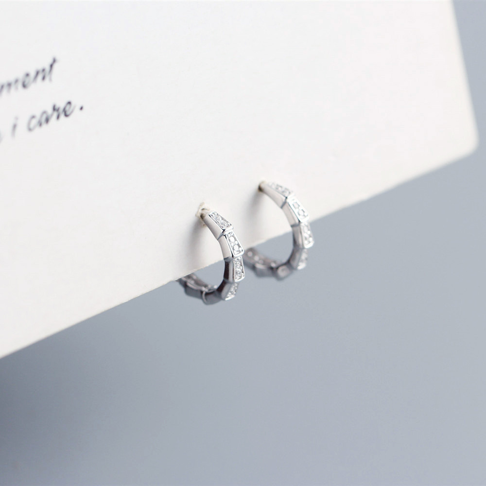 European S925 Silver INS Diamond-Set Earrings Design Snake Scales Ear Cuffs Layered Jewelry for Women - Image 11