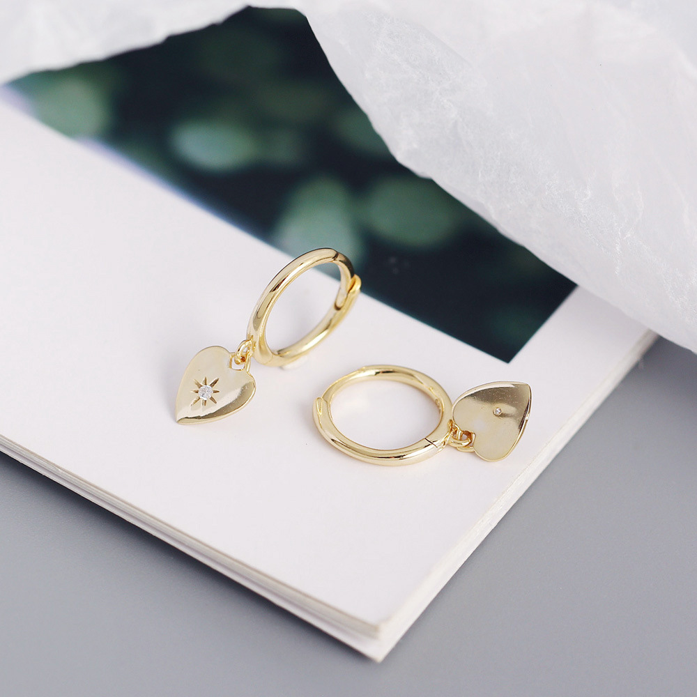 Korean Style S925 Silver INS Minimalist Heart Earrings Diamond-Set Love Heart Ear Cuffs Silver Studs for Women - Image 11