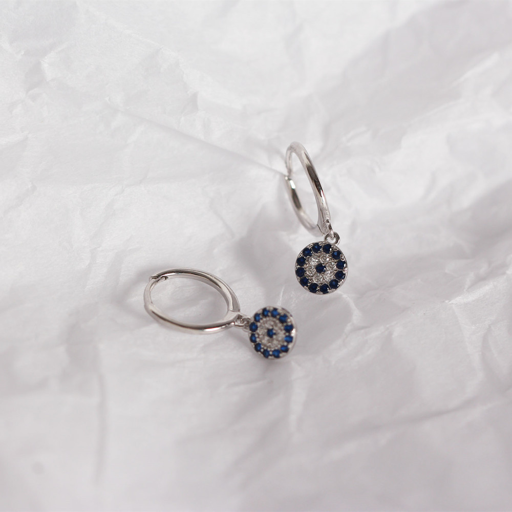 European Silver Ear Cuffs S925 Diamond-Set Evil Eye Trendy Jewelry Earrings for Women - Image 11