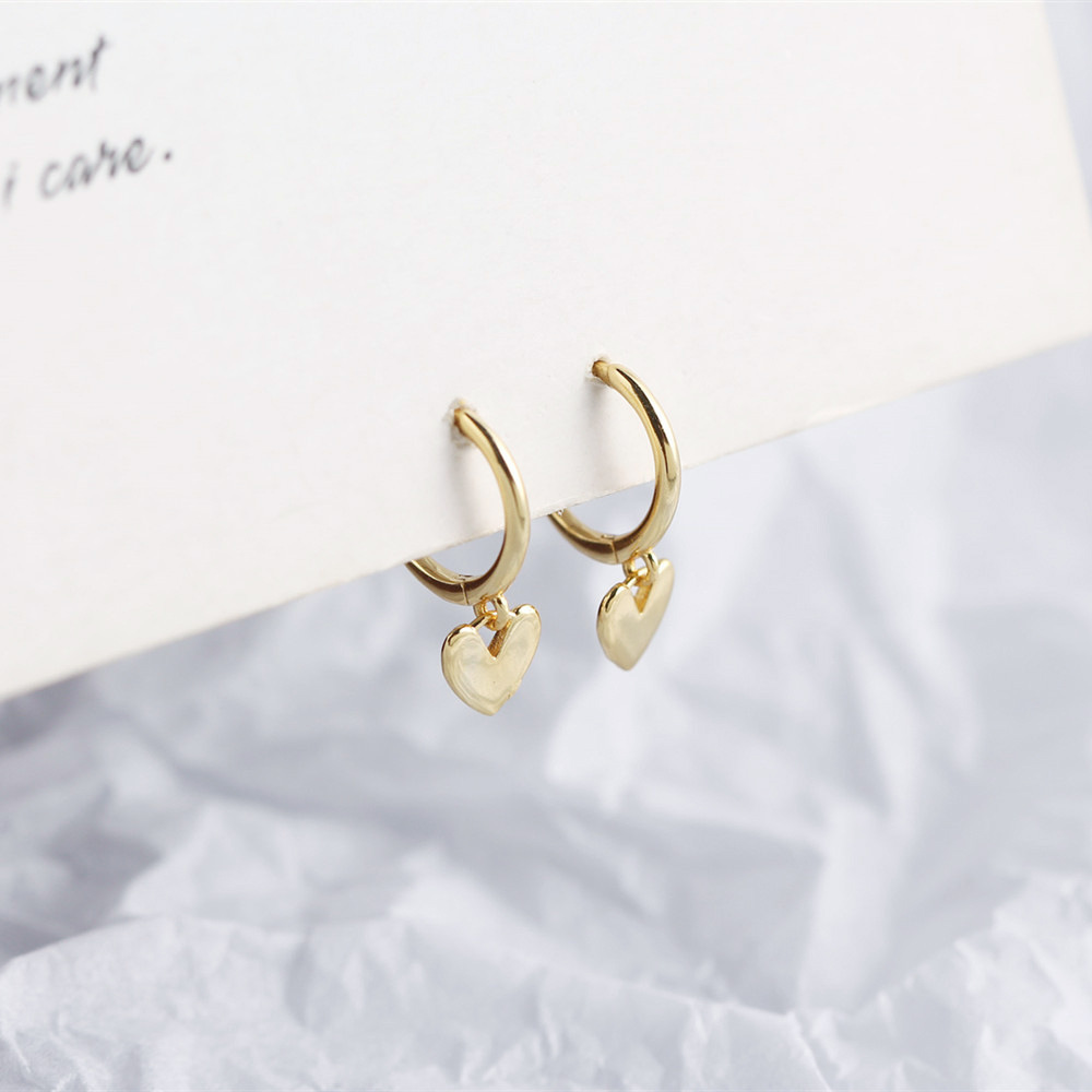 S925 Silver INS Style Korean Heart Hoop Earrings Ultra-Feminine Fresh Silver Stud Earrings - Image 12