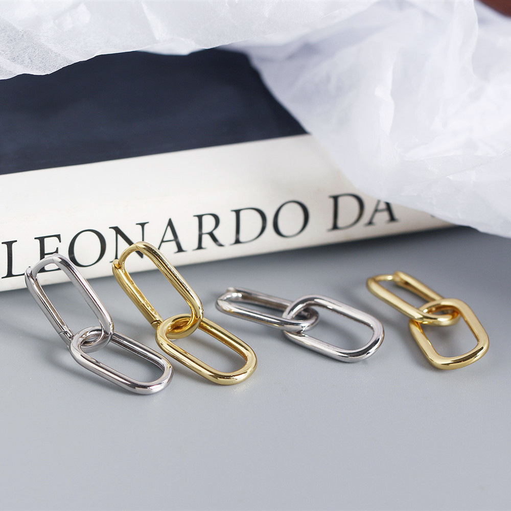 Unique S925 Silver Oval-Shaped Ear Cuffs Design Cold Metallic Style Minimalist Earrings Two-Way Wear - Image 12