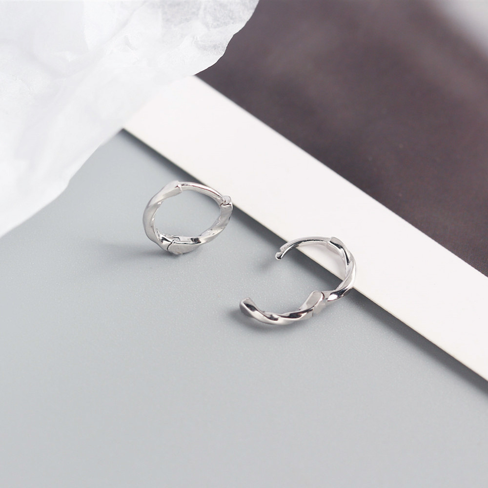 Japanese and Korean Style S925 Silver INS Minimalist Ear Bone Cuffs Twisted Knot Texture Ear Cuffs Line Earrings for Women - Image 12