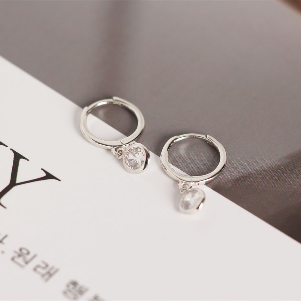 European Best-Selling S925 Silver Earrings Minimalist Versatile Round Hoop Zircon-Set Ear Cuffs for Women - Image 12