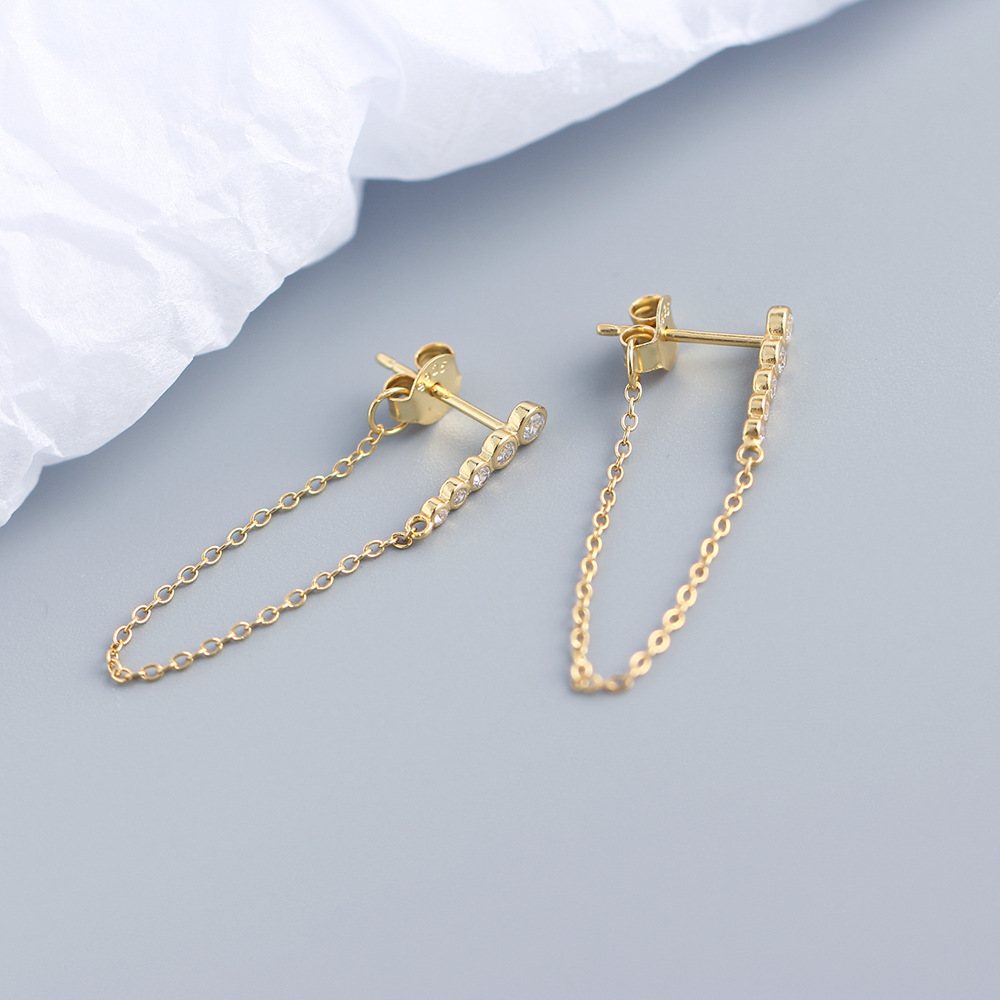 Japanese and Korean Style Elegant Long Earrings S925 Silver Row of Diamonds Tassel Drop Earrings Versatile Jewelry for Women - Image 11