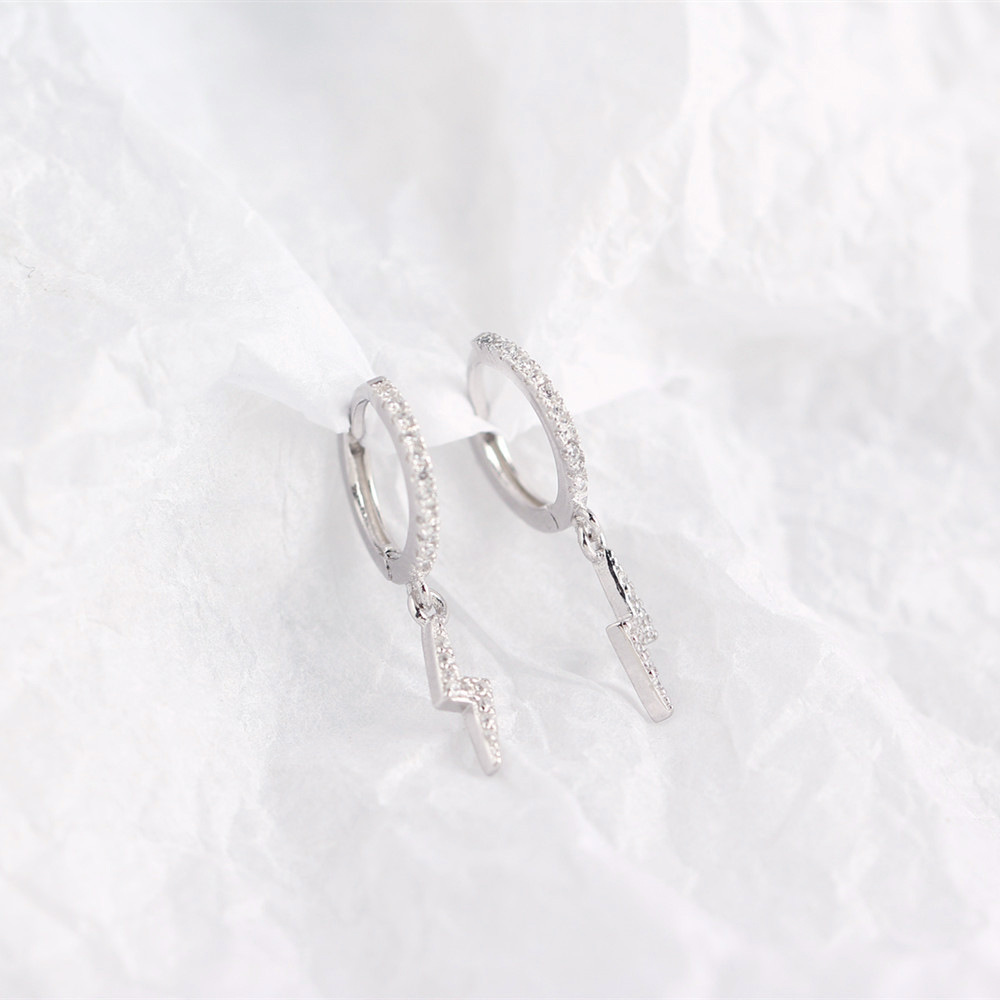 European S925 Silver INS Style Lightning Earrings Diamond-Set Versatile Ear Cuffs Stud Earrings for Women - Image 12