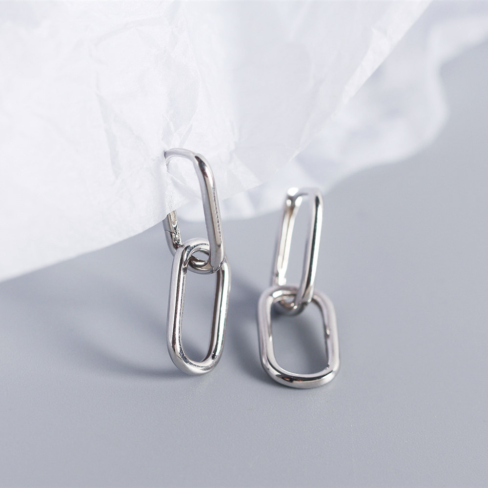 Unique S925 Silver Oval-Shaped Ear Cuffs Design Cold Metallic Style Minimalist Earrings Two-Way Wear - Image 13