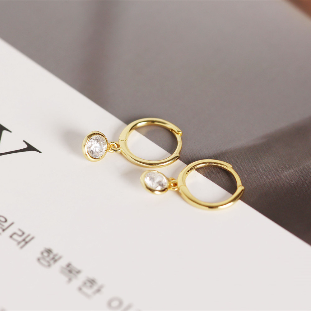 European Best-Selling S925 Silver Earrings Minimalist Versatile Round Hoop Zircon-Set Ear Cuffs for Women - Image 13