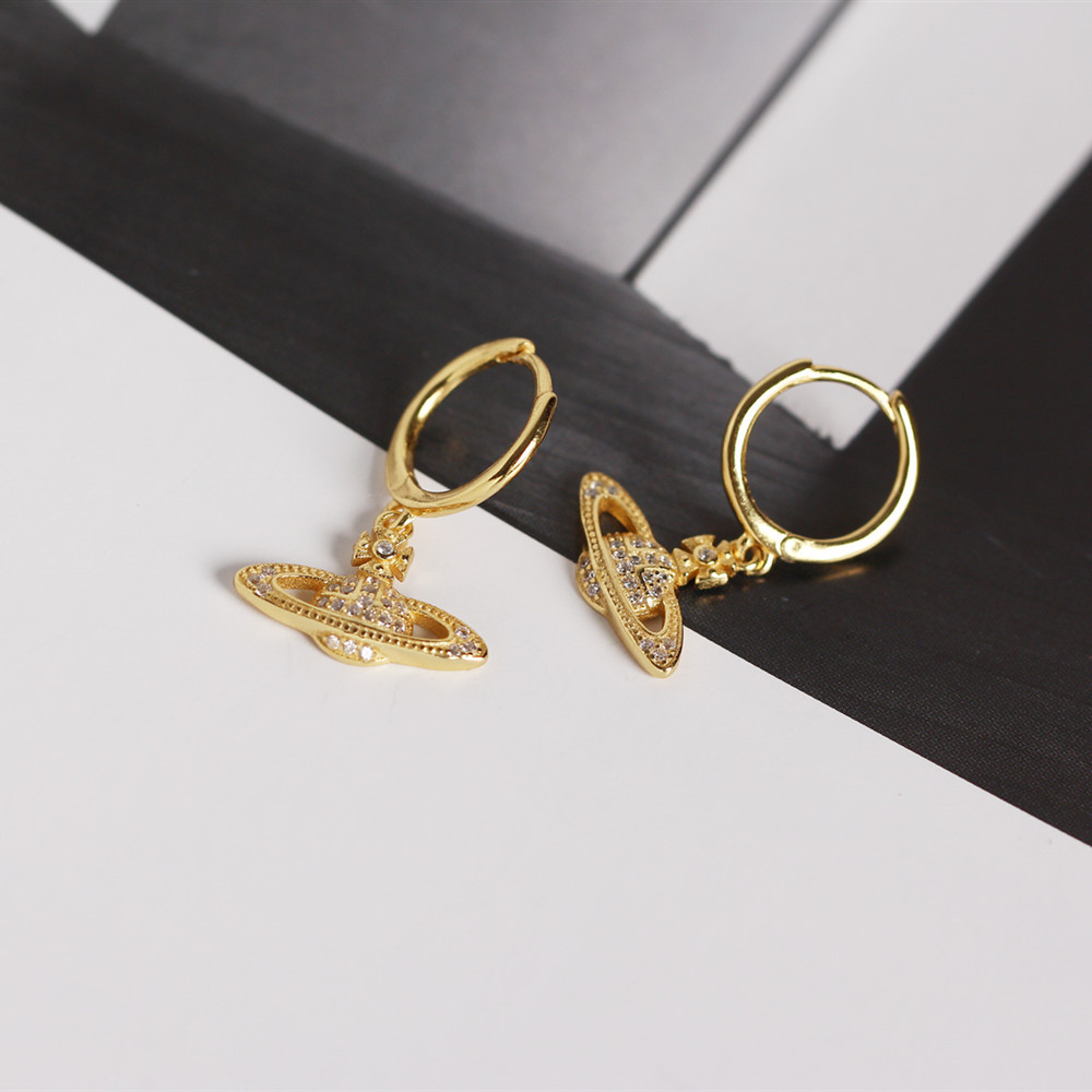 European Light Luxury Planet Silver Ear Cuffs S925 Silver INS Style Saturn Satellite Diamond-Set Earrings - Image 13