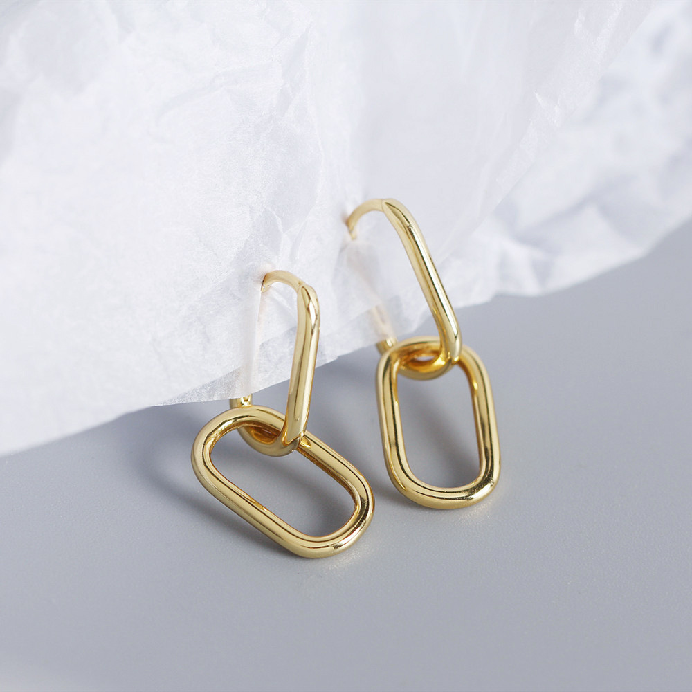 Unique S925 Silver Oval-Shaped Ear Cuffs Design Cold Metallic Style Minimalist Earrings Two-Way Wear - Image 14