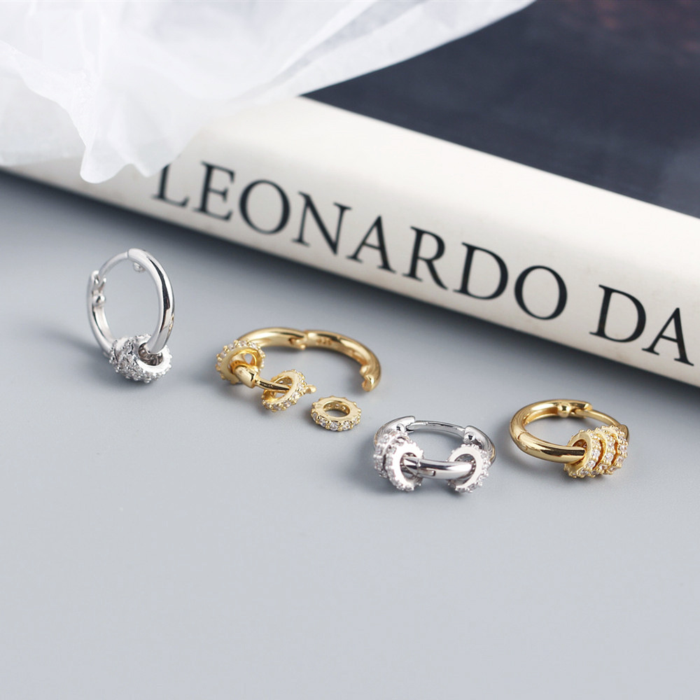Japanese Style Detachable Round Hoop Silver Earrings S925 Silver Amulet Zircon-Set Ear Cuffs Earrings for Women - Image 12