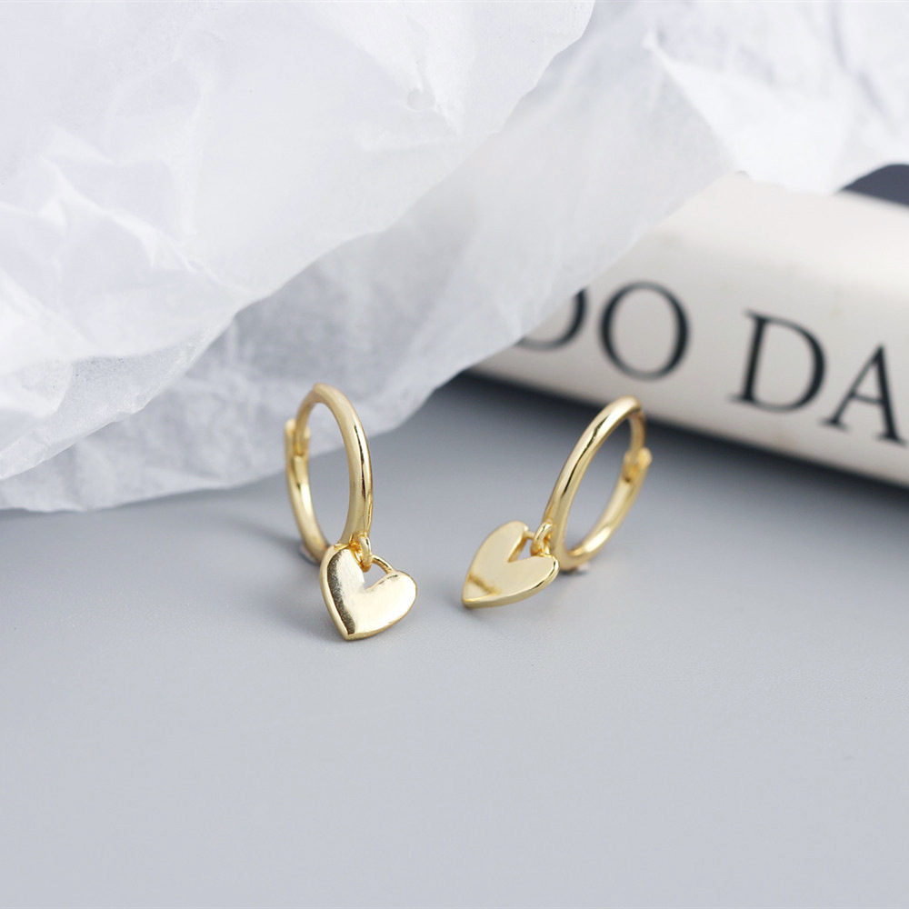S925 Silver INS Style Korean Heart Hoop Earrings Ultra-Feminine Fresh Silver Stud Earrings - Image 15