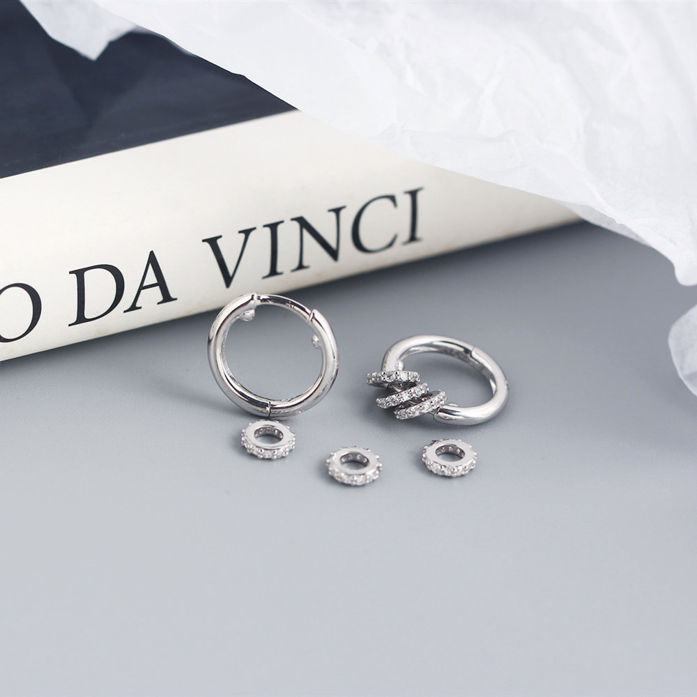 Japanese Style Detachable Round Hoop Silver Earrings S925 Silver Amulet Zircon-Set Ear Cuffs Earrings for Women - Image 14