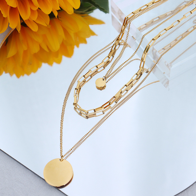 Triple Layered Choker Necklace 18K PVD Gold Plated Neck Chain European Ins Trendy Jewelry - Image 2