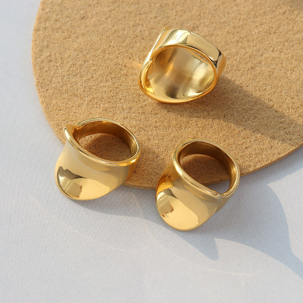 Hot Selling Popular Ins Style Unique Shaped Ring with Titanium Steel 18K PVD Gold Plated Jewelry Wholesale - Image 2