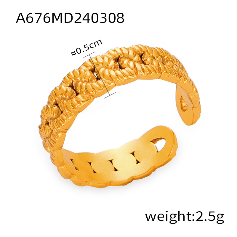 New Trendy Bold Minimalist Design Titanium Steel 18K PVD Gold Plated Open Ring Wholesale for Women - Image 10