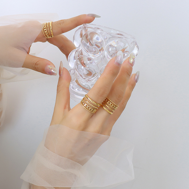 Hot Selling Open Titanium Steel Gold Plated Geometric Style Mixed Fashion Trendy Rings for Hiphop Lovers - Image 7