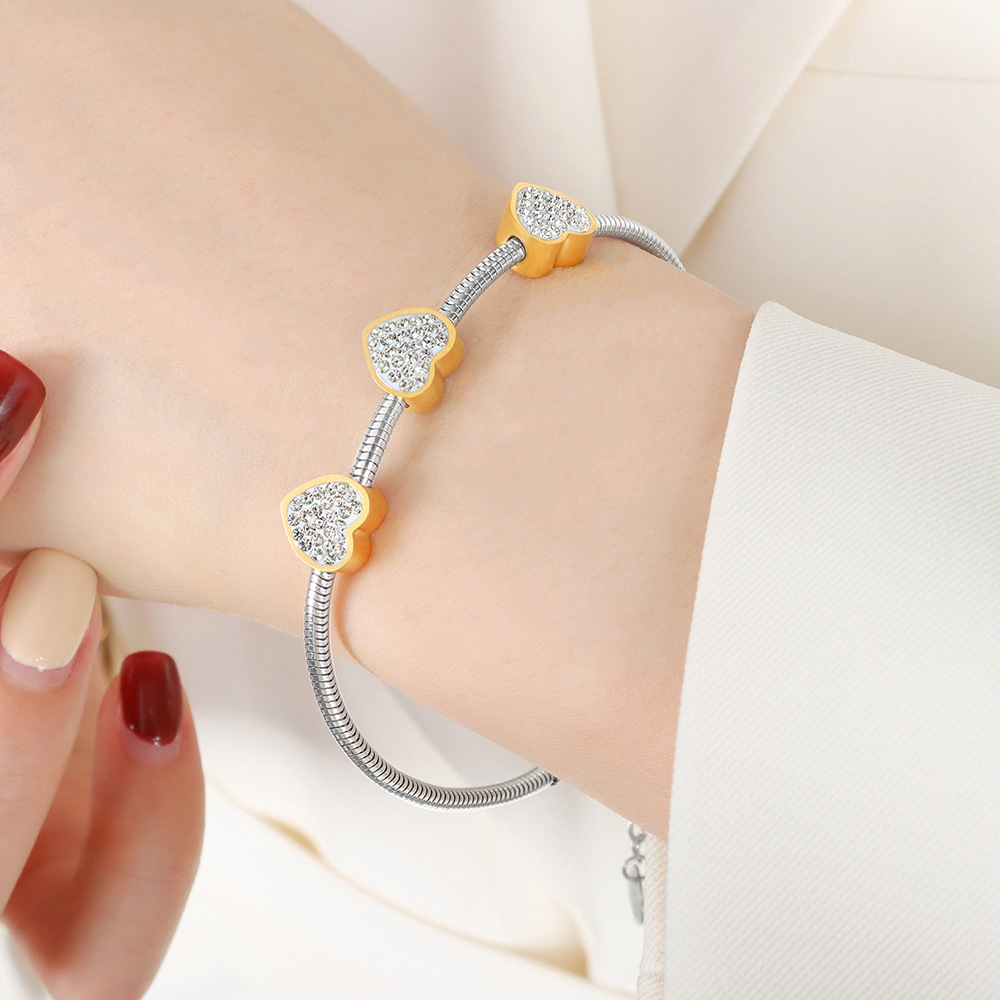 Trendy Zircon Inlaid Beaded Bracelet 18K PVD Gold Plated Titanium Steel Luxe Fashion Jewelry - Image 11
