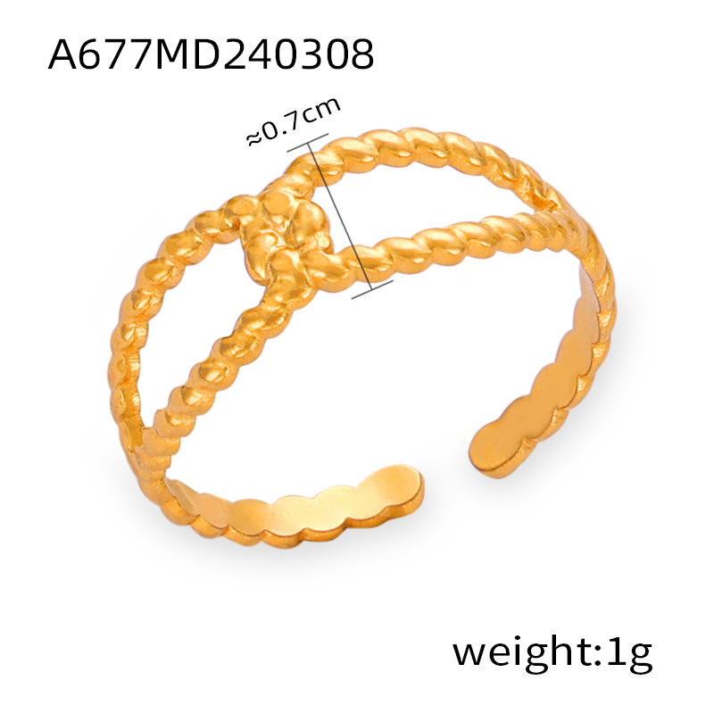 New Trendy Bold Minimalist Design Titanium Steel 18K PVD Gold Plated Open Ring Wholesale for Women - Image 11