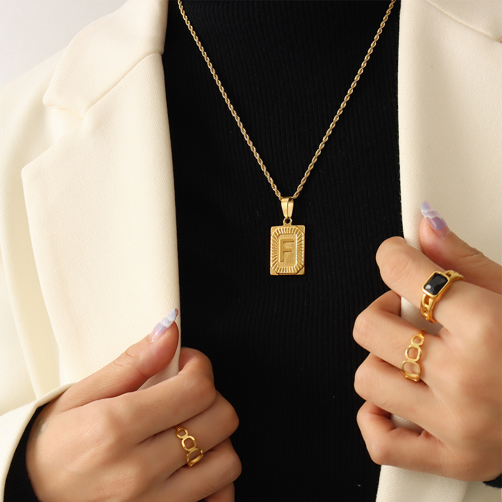 European Ins Minimalist Vintage Tag Necklace 18K PVD Gold Plated Stainless Steel Jewelry for Women - Image 8