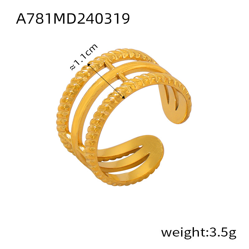 INS Style Minimalist Geometric Texture Stacked Ring Titanium Steel Multi-Layer Finger Ring for Women - Image 11