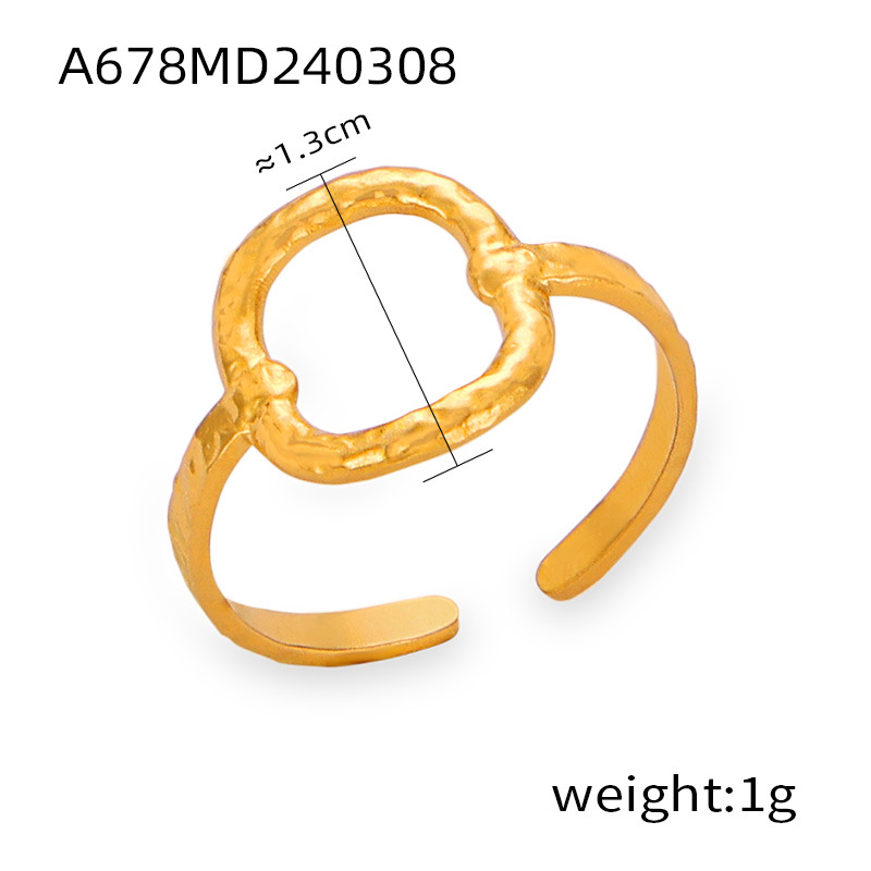 New Trendy Bold Minimalist Design Titanium Steel 18K PVD Gold Plated Open Ring Wholesale for Women - Image 12