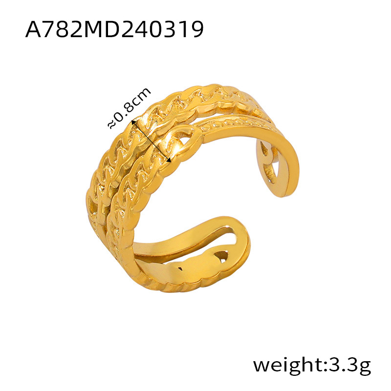 INS Style Minimalist Geometric Texture Stacked Ring Titanium Steel Multi-Layer Finger Ring for Women - Image 12