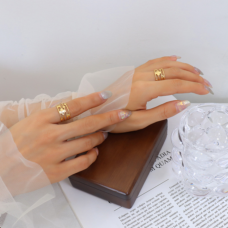 Hot Selling Open Titanium Steel Gold Plated Geometric Style Mixed Fashion Trendy Rings for Hiphop Lovers - Image 4