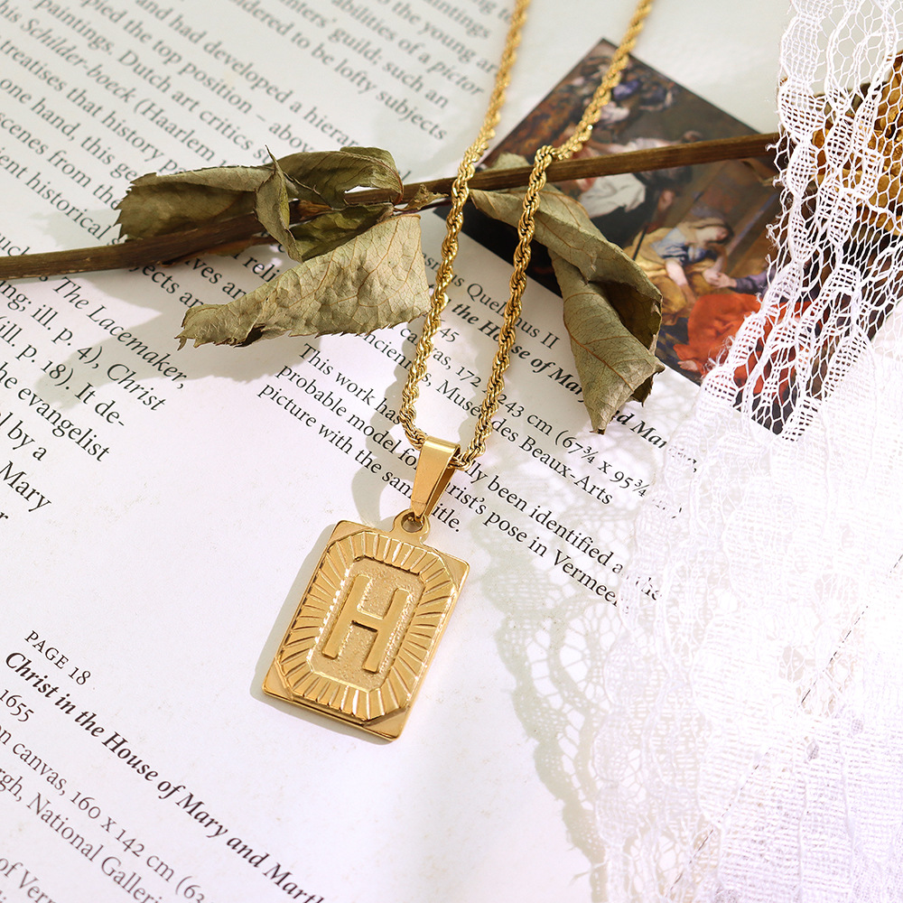 European Ins Minimalist Vintage Tag Necklace 18K PVD Gold Plated Stainless Steel Jewelry for Women - Image 10
