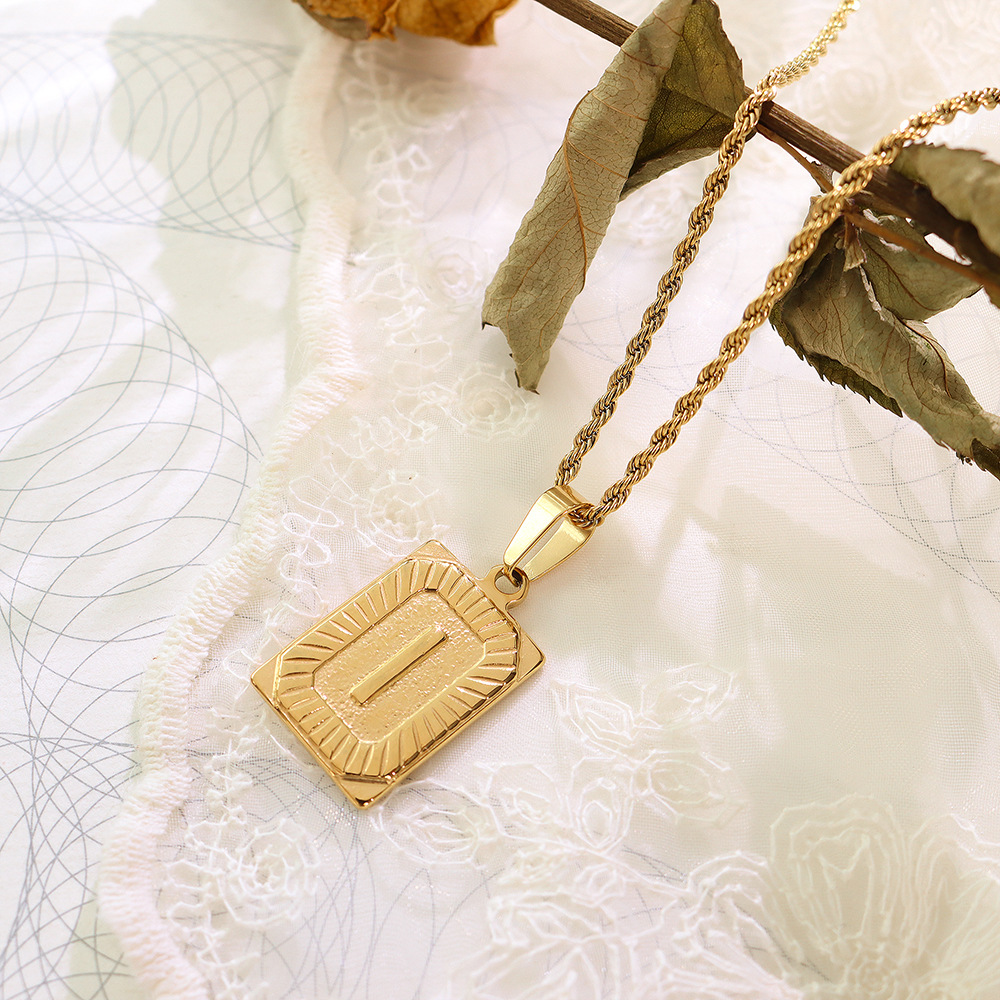 European Ins Minimalist Vintage Tag Necklace 18K PVD Gold Plated Stainless Steel Jewelry for Women - Image 11