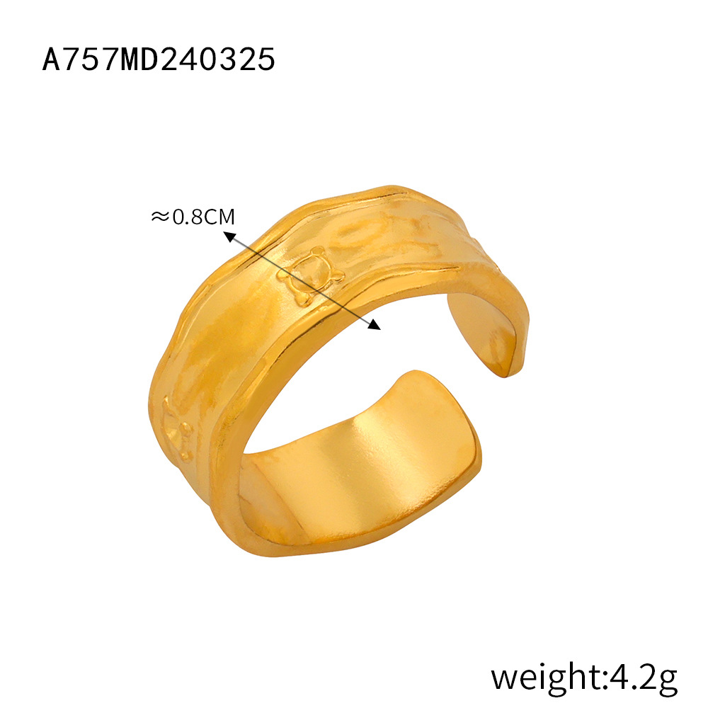 Fashionable Commuter Simple Geometric Hollow Multi-Layer Texture Spliced Design Titanium Steel Open Ring - Image 14