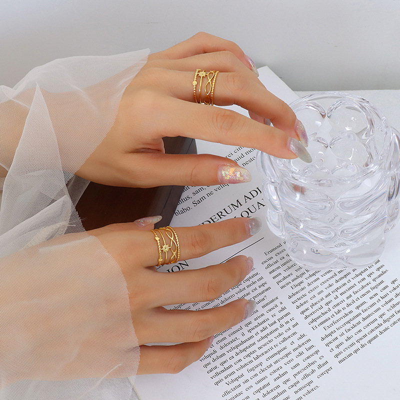 Hot Selling Open Titanium Steel Gold Plated Geometric Style Mixed Fashion Trendy Rings for Hiphop Lovers - Image 3