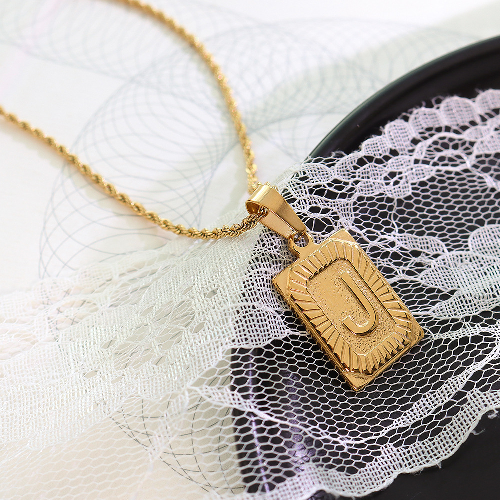 European Ins Minimalist Vintage Tag Necklace 18K PVD Gold Plated Stainless Steel Jewelry for Women - Image 12