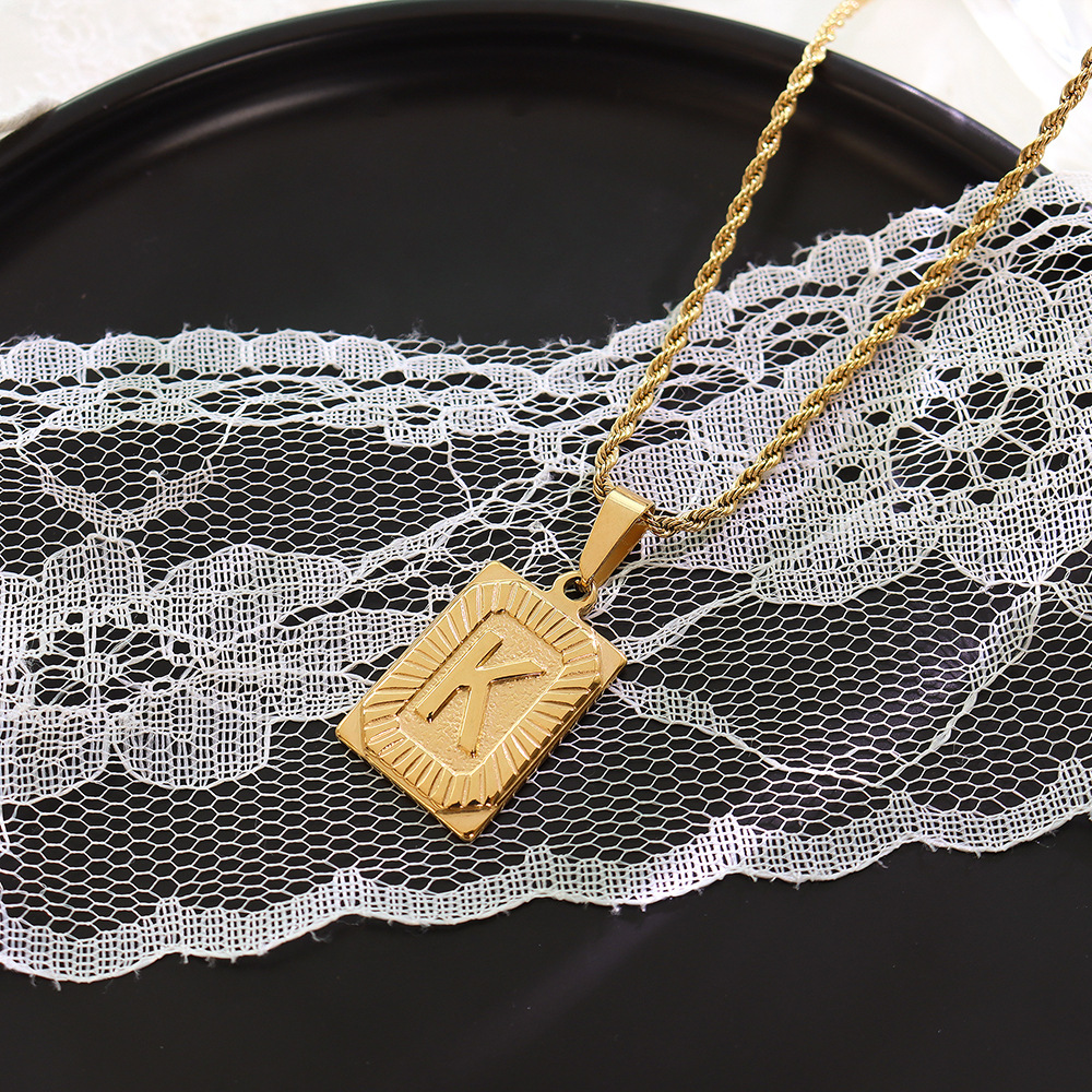 European Ins Minimalist Vintage Tag Necklace 18K PVD Gold Plated Stainless Steel Jewelry for Women - Image 13