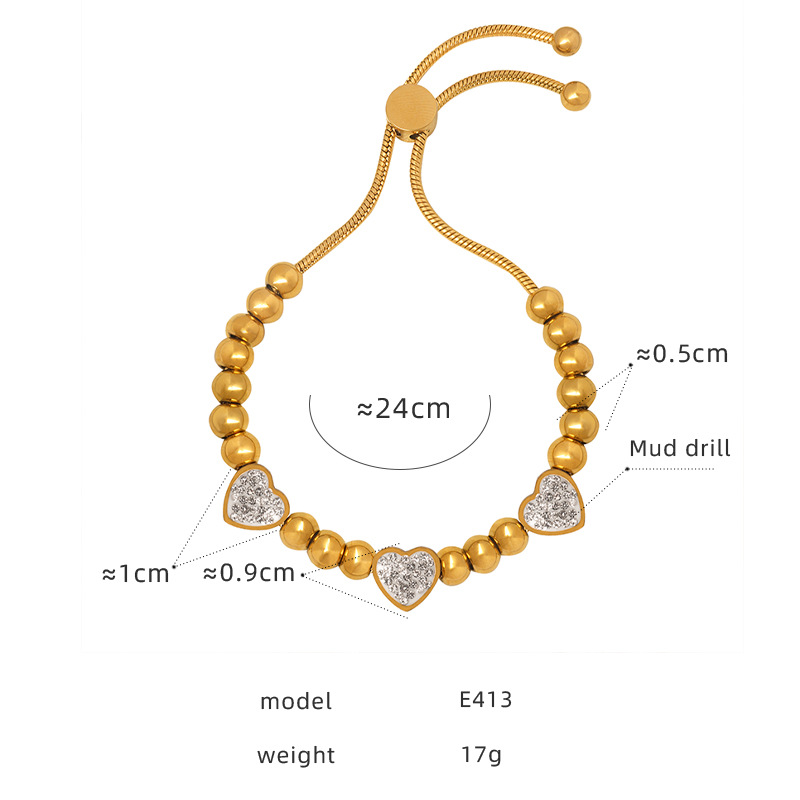 Trendy Zircon Inlaid Beaded Bracelet 18K PVD Gold Plated Titanium Steel Luxe Fashion Jewelry - Image 17