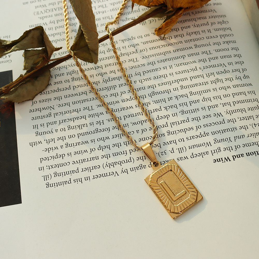 European Ins Minimalist Vintage Tag Necklace 18K PVD Gold Plated Stainless Steel Jewelry for Women - Image 14